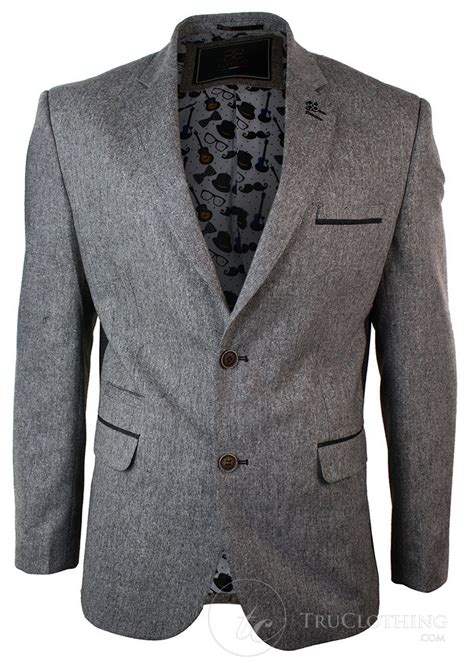 Mens Light Brown Herringbone Tweed Vintage Slim Fit Blazer Smart Casual Jacket: Buy Online ...