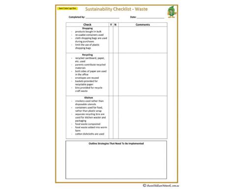 Sustainability Checklist Template