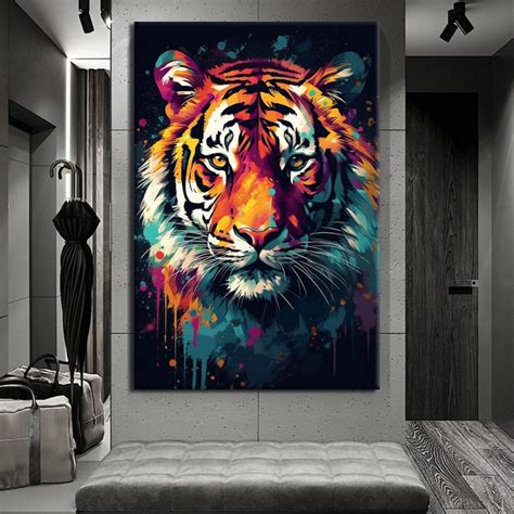 Tiger Picture Oil Painting Canvas Wall Print Painting, Wall Art Canvas ...