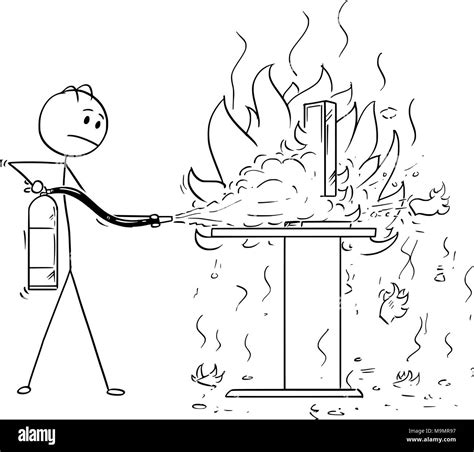 Man using fire extinguisher Black and White Stock Photos & Images - Alamy