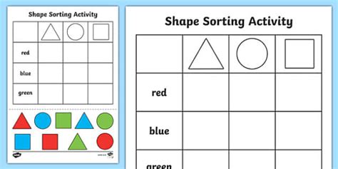 Shape Sorting Cut and Paste Worksheet (Hecho por educadores)