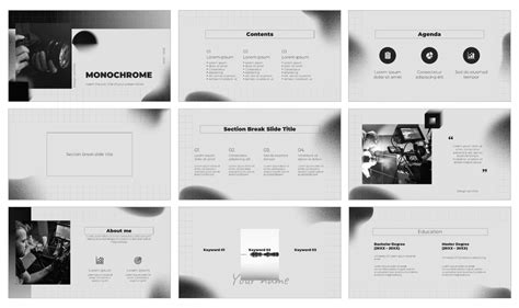 Monochrome Portfolio Free PowerPoint Template Google Slides Theme