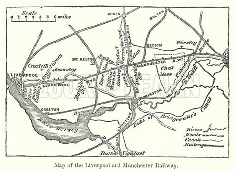 Map of the Liverpool and Manchester Railway stock image | Look and Learn