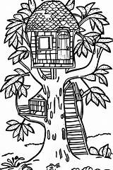 Cute Treehouse Coloring Page · Creative Fabrica sketch template