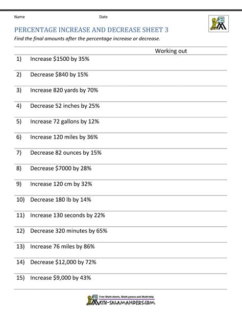 ? Percentage Change Questions and Answer Sheet PDF | Beyond ...