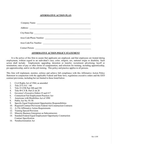 Affirmative Action Plan ≡ Fill Out Printable PDF Forms Online