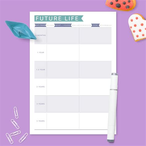 Personal Life Goals Plan - Colored Design Template - Printable PDF