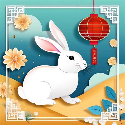 Premium AI Image | a picture of a rabbit with a chinese lantern on it