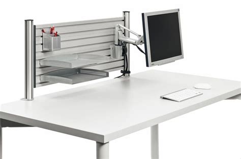 Desk Accessories | Ergonomic Desktop Accessories | Slat Wall desk setup Wall Railing, Slat Wall ...