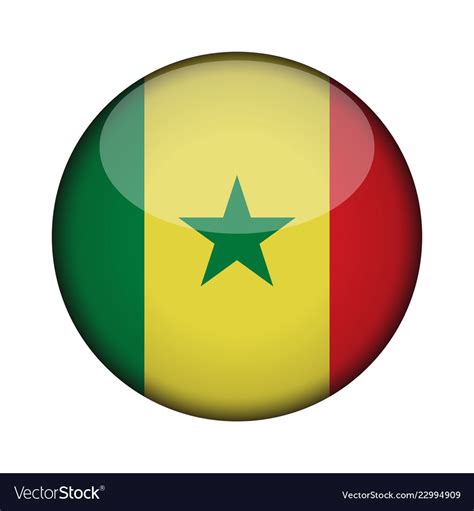 Senegal flag in glossy round button of icon Vector Image