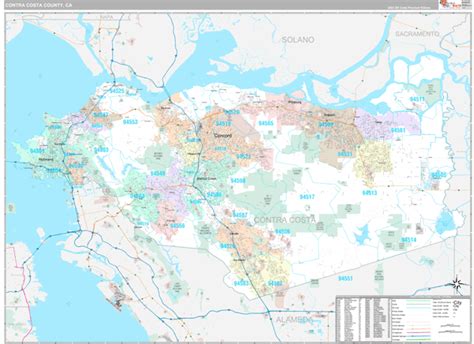 Contra Costa County Wall Map - Premium - MarketMAPS