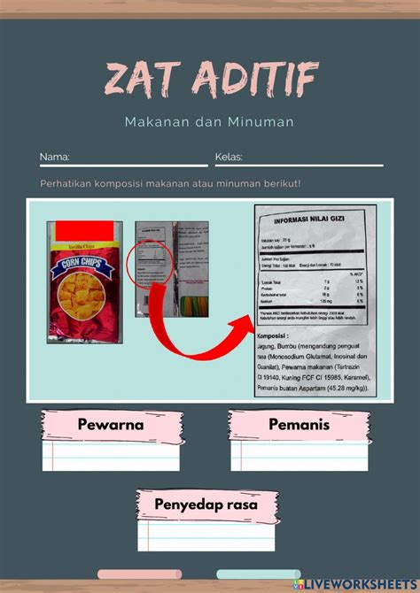 ZAT ADITIF PADA MAKANAN DAN MINUMAN worksheet | Live Worksheets