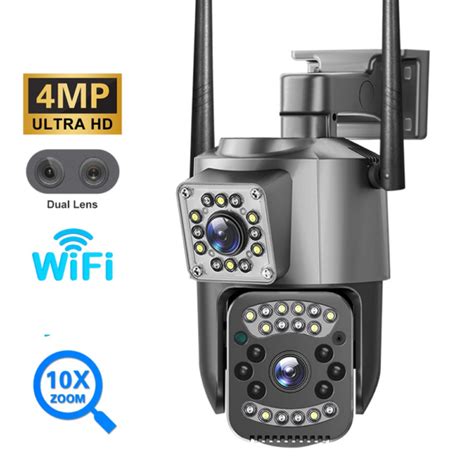 Wifi IP Camera 4MP 2K PTZ Dual Lens 10X Zoom Security Camera Wireless Night Vision Video ...