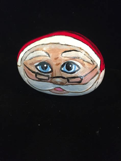 Santa painted rock. Santa Clause painted rock. 2017. | Painted rocks, Art, Painting