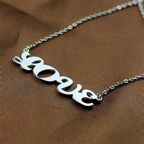 Capital Name Plate Necklace Sterling Silver