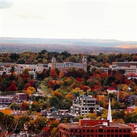 Downtown Fayetteville Arkansas in the Fall Old Main on U of A Campus ...