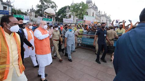 Amit Shah arrives in Hyderabad to campaign for municipal polls