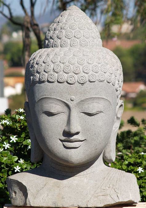 SOLD Stone Serene Buddha Bust 38" (#67ls83): Hindu Gods & Buddha Statues