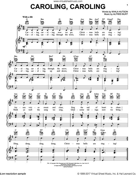 Caroling, Caroling sheet music for voice, piano or guitar v2