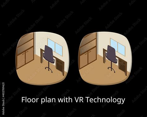 VR Technology for see the virtual 3d room design or 3d floor plan vector Stock Vector | Adobe Stock