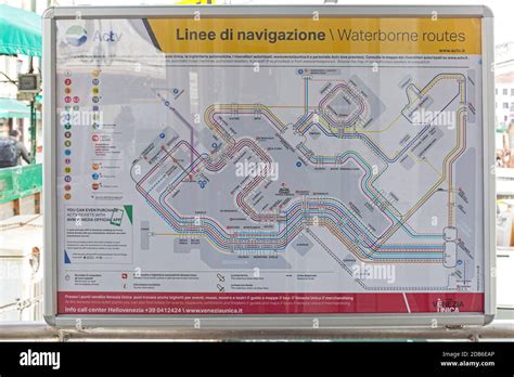 Venice, Italy - January 9, 2017: Waterborne Routes Public Transport Map ...