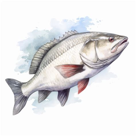 Premium AI Image | Hyperrealistic Watercolor Barramundi Clipart With Detailed Background