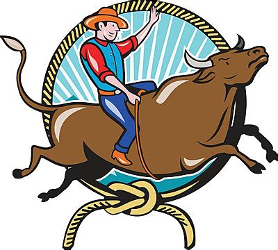 Rodeo Cowboy Bull Riding Circle Retro United States Riding Flag Vector, United States, Riding ...