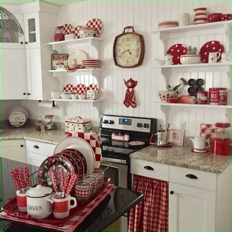 red and white farmhouse kitchen 9 (With images) | Red kitchen decor ...