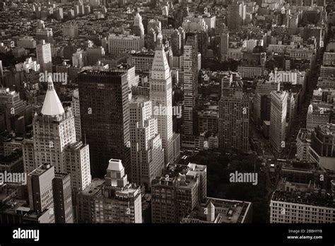 New York City rooftop view with downtown Manhattan skyscrapers and ...