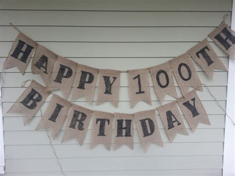 Happy 100th Birthday Banner Burlap. Made by a stay at home | Etsy