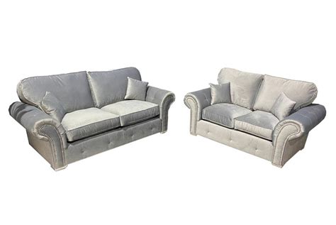 3 & 2 Silver Plush Velvet Sofa Set Deal | Sofas & Futons deals in Shop | Wowcher