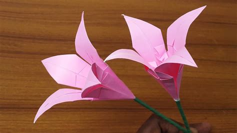 Paper Lily Flower Making Easy | Origami Lily | Origami Flower - YouTube