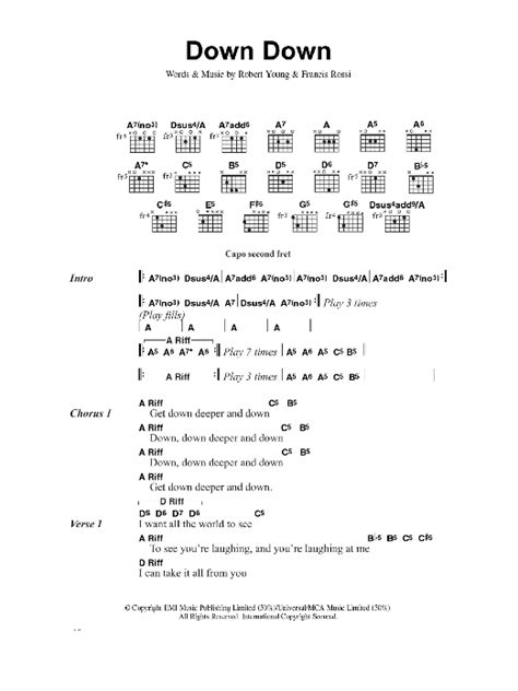 Down Down by Status Quo - Guitar Chords/Lyrics - Guitar Instructor