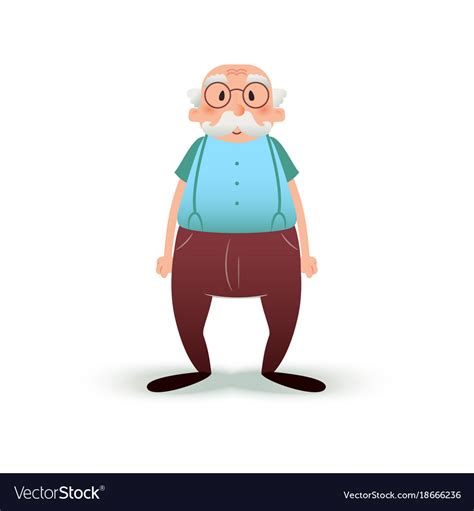 Funny cartoon old man character senior in glasses Vector Image