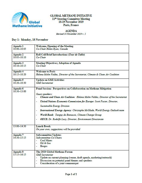 Steering - Steering Committee Meeting Agenda (Novem... | Global Methane Initiative