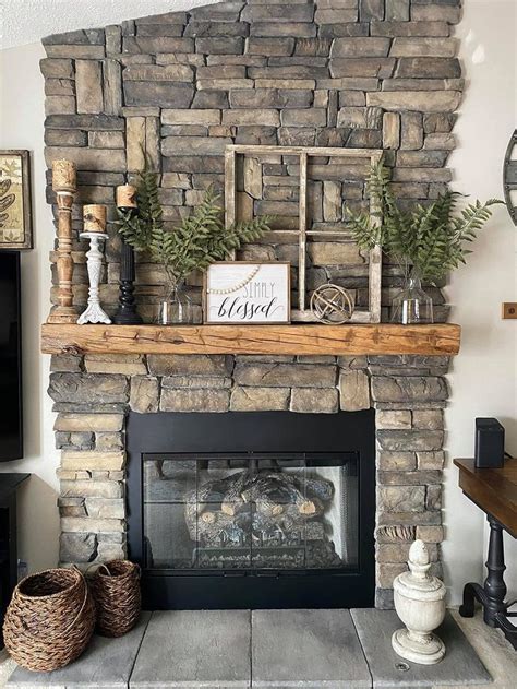 Stone Fireplace Farmhouse Makeover - The Happy Farmhouse | Farmhouse fireplace decor, Farmhouse ...