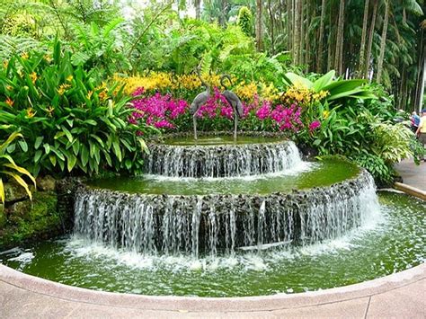 1920x1080px, 1080P free download | Garden fountain, fountain, water, flowers, beauty, garden ...