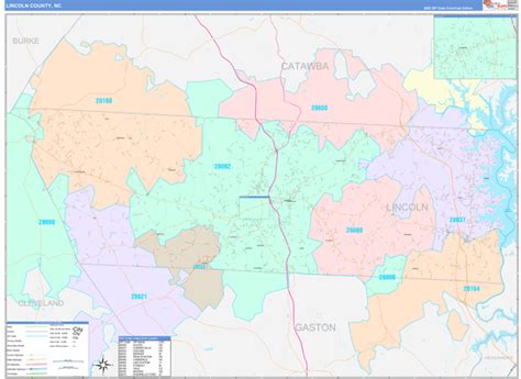 Lincoln County, NC Wall Map Color Cast Style by MarketMAPS - MapSales