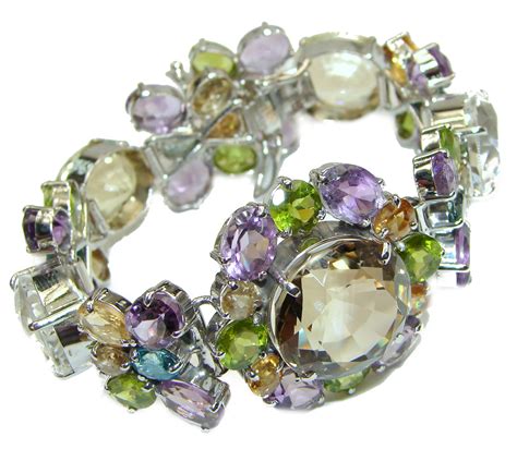 Marie Antoinette's Style authentic Multigem .925 Sterling Silver handmade bracelet - model #17 ...