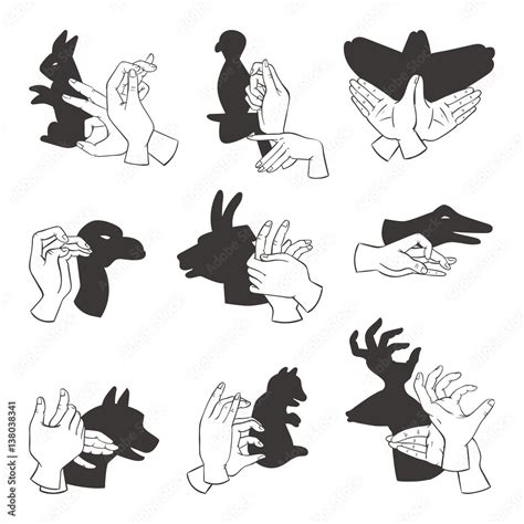 Hands gesture like different animals imagination theatrical symbol and ...