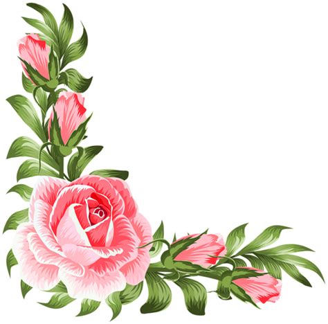 Rose Corner Decoration PNG Clip Art | Flower border png, Flower art, Flower clipart images