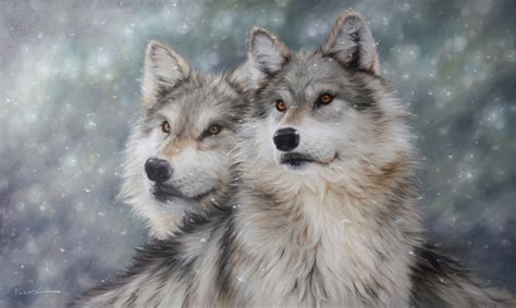 Winter Wolves Unique Art Nature Art Pair of Grey Wolves - Etsy