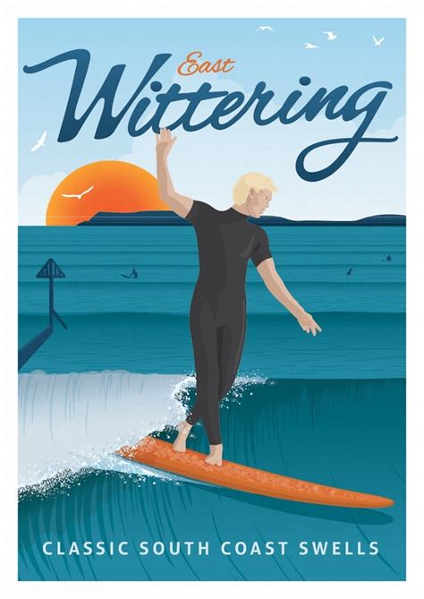 South Coast Swells Vintage Travel Surf Beach Poster Retro Canvas ...