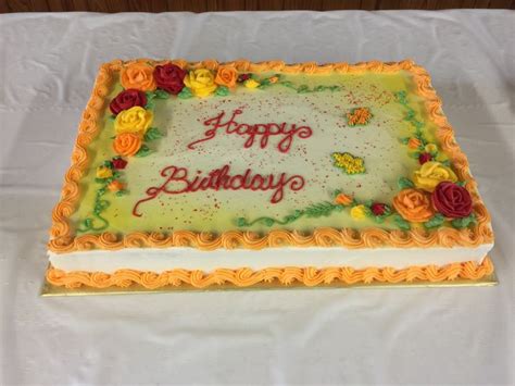 Happy Birthday Fall Flowers 12 x 18" | Sheet cake, Cake, Desserts