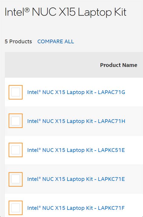 How to Compare Intel® NUC Laptop Kits Using the Product...