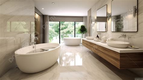 Modern Master Bathroom Concept In 3d Imagery Background, Luxury ...