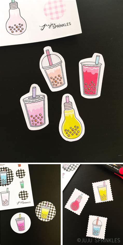 FREE Bubble Tea Stickers Printable - Juju Sprinkles