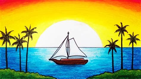 Sunset Beautiful Easy Scenery Drawing - img-Aaralyn