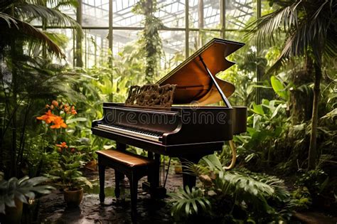 Grand Piano Standing at Nature and in Interior Stock Illustration ...