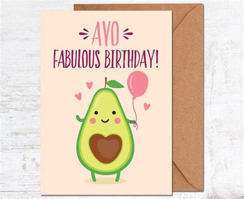 Avocado Birthday Card, Vegetarian Birthday Card, Birthday Card Funny, Birthday Card Boyfriend ...